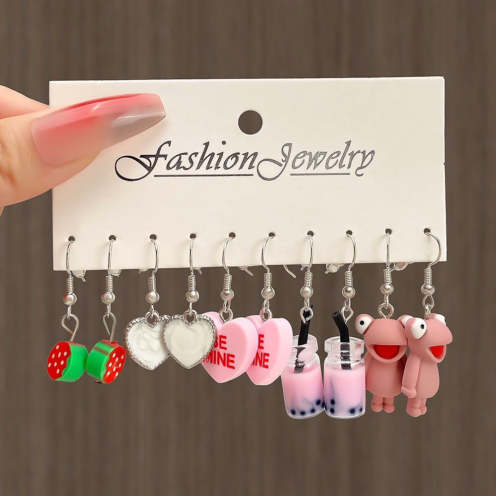 Fashion Anak Yang Indah Baru Jamur Kodok Kupu-Kupu Bebek Resin Anting Tetes Minyak Warna-Warni Akrilik Anting-Anting Untuk Wanita Perempuan