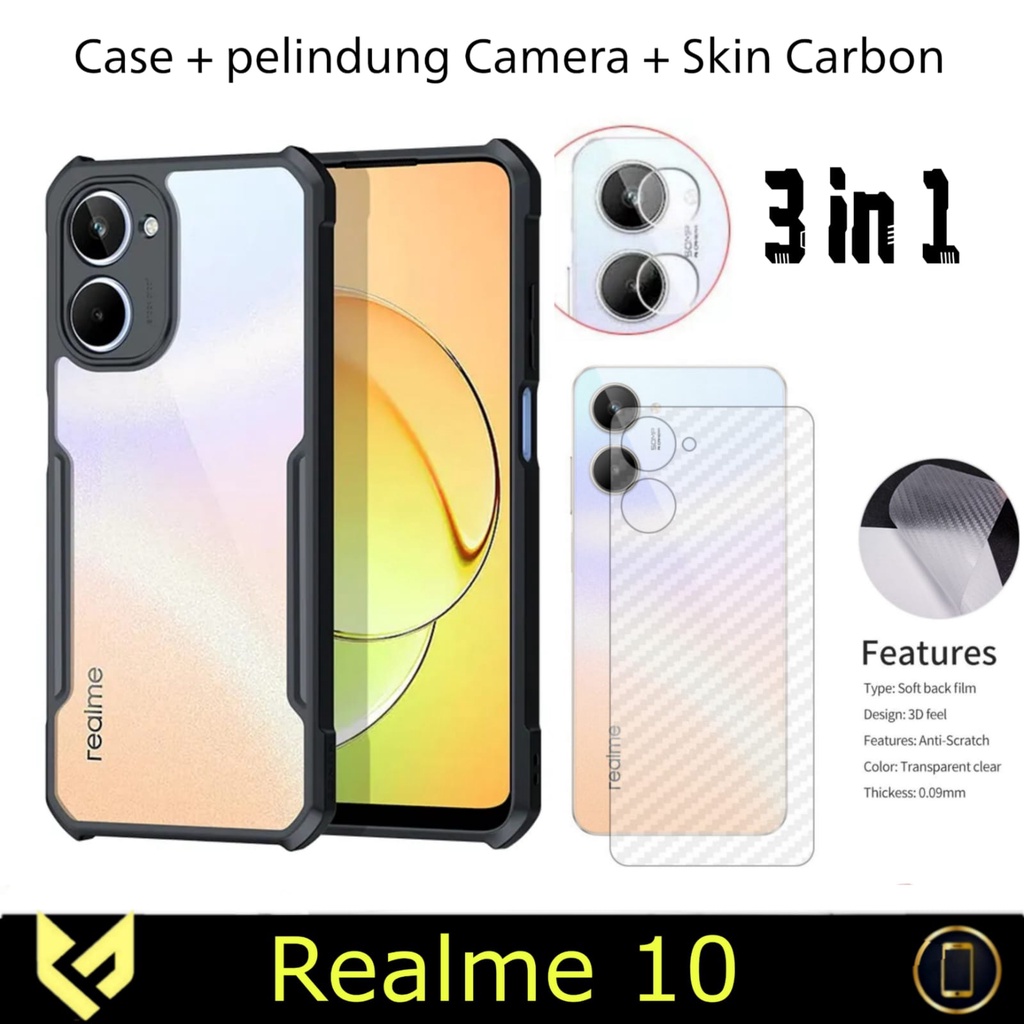 PROMO Paket 3IN1 Case REALME 10 PRO 5G / REALME 10 PRO PLUS / REALME 10 4G Case Fusion Shockpoof Free Tempered Glass Camera &amp; Garskin - Fids Stor