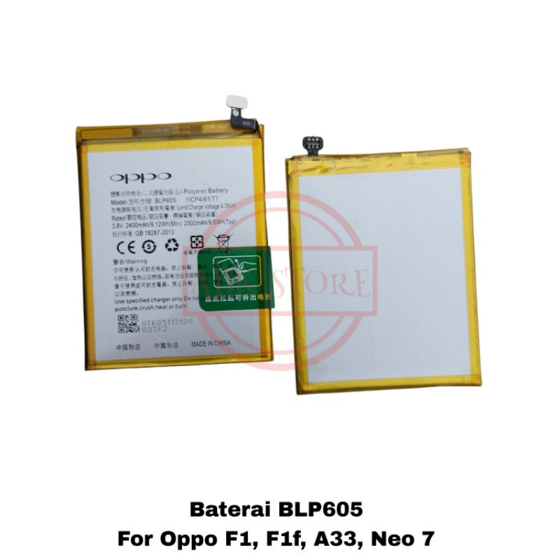 BATRE BATERAI BATTERY BLP605 FOR OPPO F1 / F1F / NEO 7 / A33 GARANSI