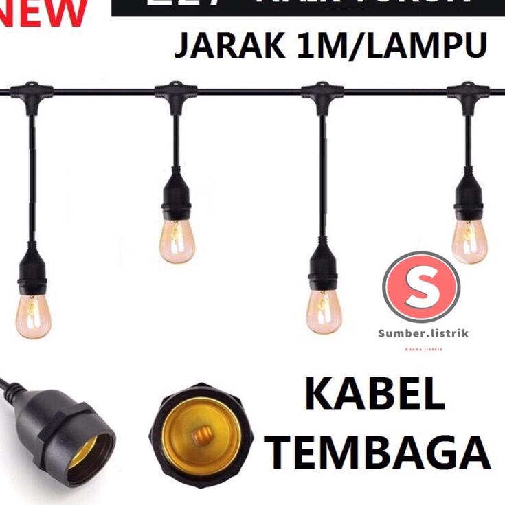 Kualitas Terpercaya Fitting Lampu Gantung Outdoor 10 Meter 20 Fiting / Waterproof / 10 Meter 10 Fitt