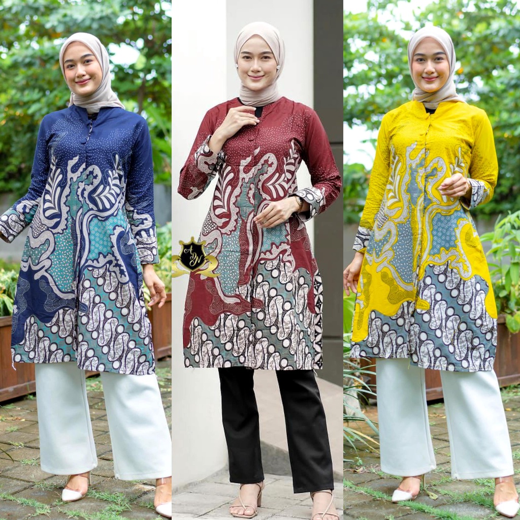 Baju Batik Wanita Modern Tunik Batik Wanita Atasan Batik Kerja Kantor Wanita