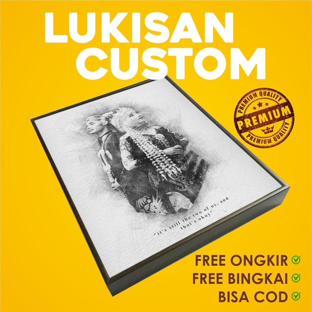 KADO LUKISAN SKETSA WAJAH CUSTOM COCOK UNTUK HADIAH WISUDA, WEDDING, ULANG TAHUN, WALL DECOR, KADO P