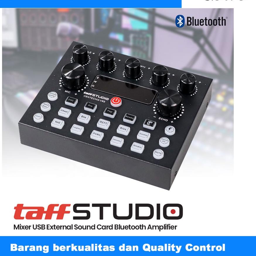 ♜ Taffstudio Centechia Sound Card V8S - USB External Sound Card Bluetooth Soundcard Amplifier Mixer 