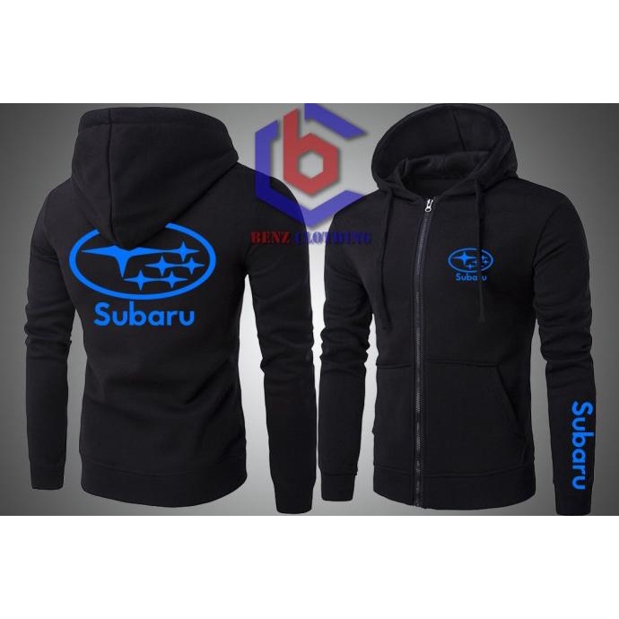 Jaket Hoodie Sweater Subaru Outerwear Pria Wanita Zipper Resleting Depan Polos Sablon Polyflek Korea