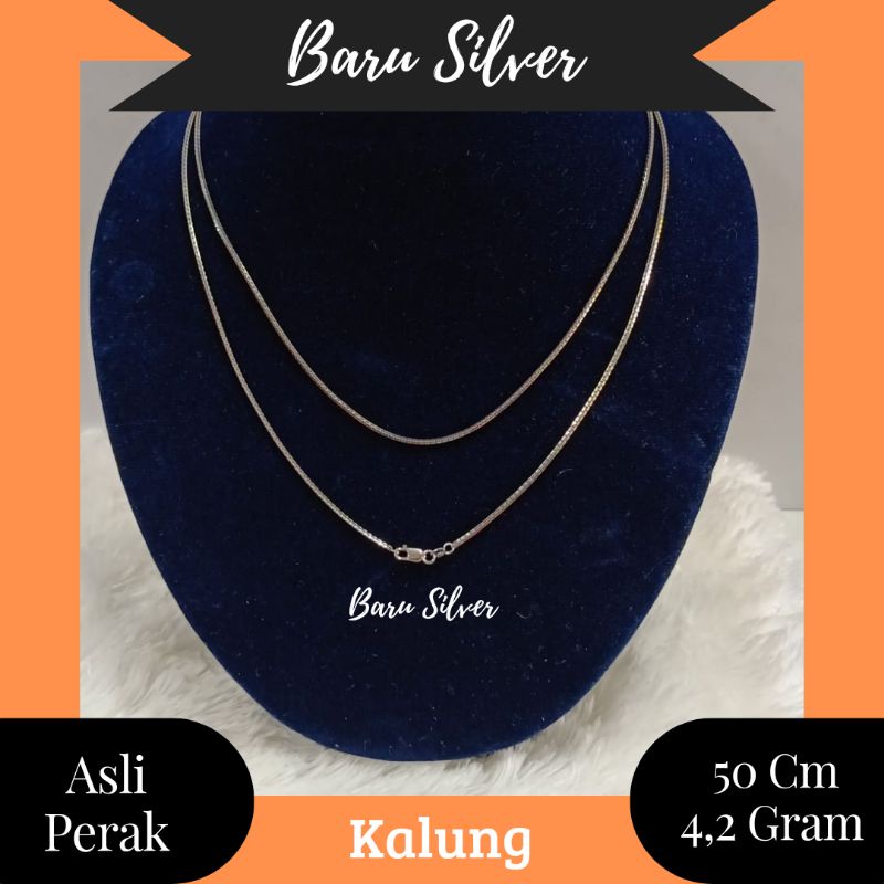 Kalung Itali Santa 4,2 Gram, Sepuh Emas Putih, Perak 925