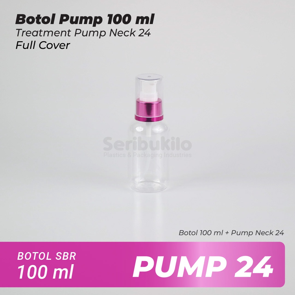 Botol Pump 100 ml SBR/Botol PET Treatment Pump 100 ml Pink &amp; Silver Full Cover