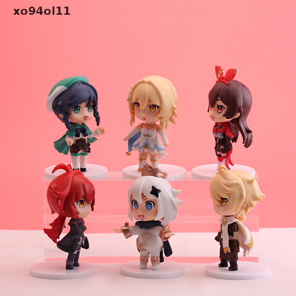 Xo 6Pcs/set 10cm Gambar Anime Lucu Genshin Impact Paimon Model Koleksi Mainan Boneka OL