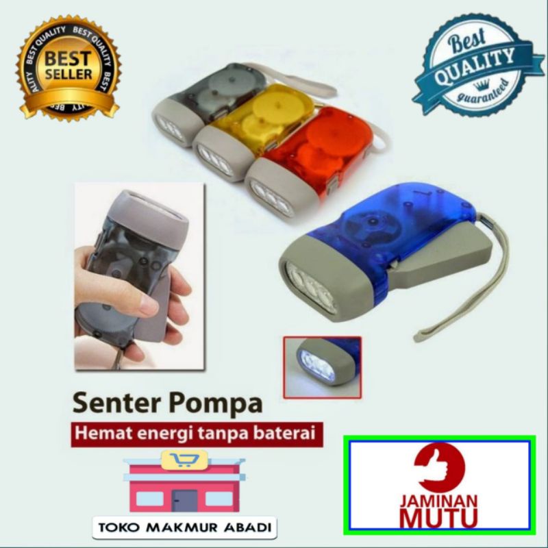 Senter Pompa Tangan Tanpa Baterai - Lampu Penerangan Darurat LED