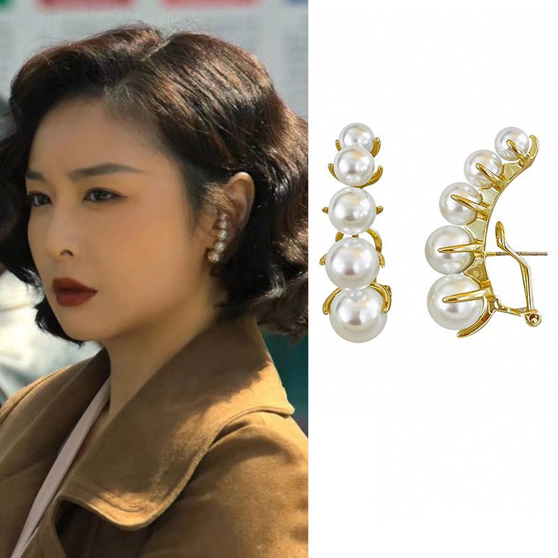 Eropa Amerika Temperamen Elegan Panjang Rumbai Mutiara Fashion Anting Berlebihan