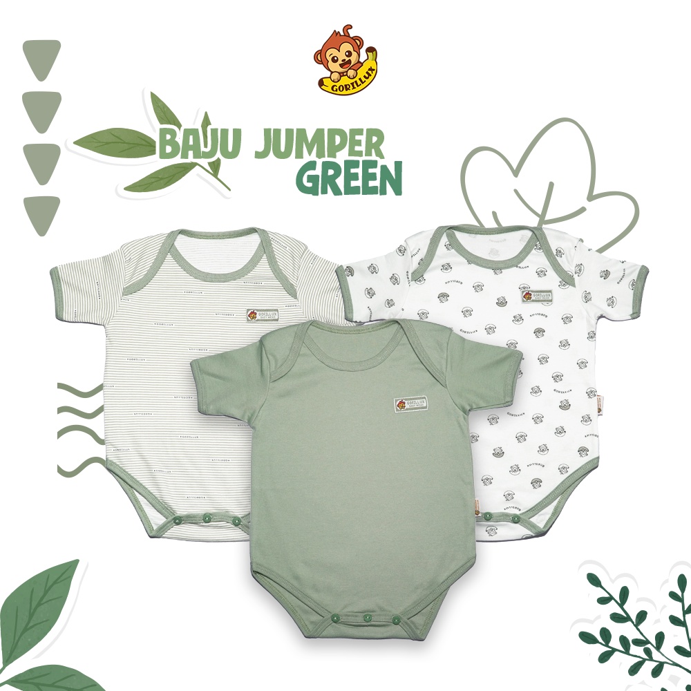GORILLUX 3 Pcs Jumper Bayi Seri Green (3-12 Bulan)