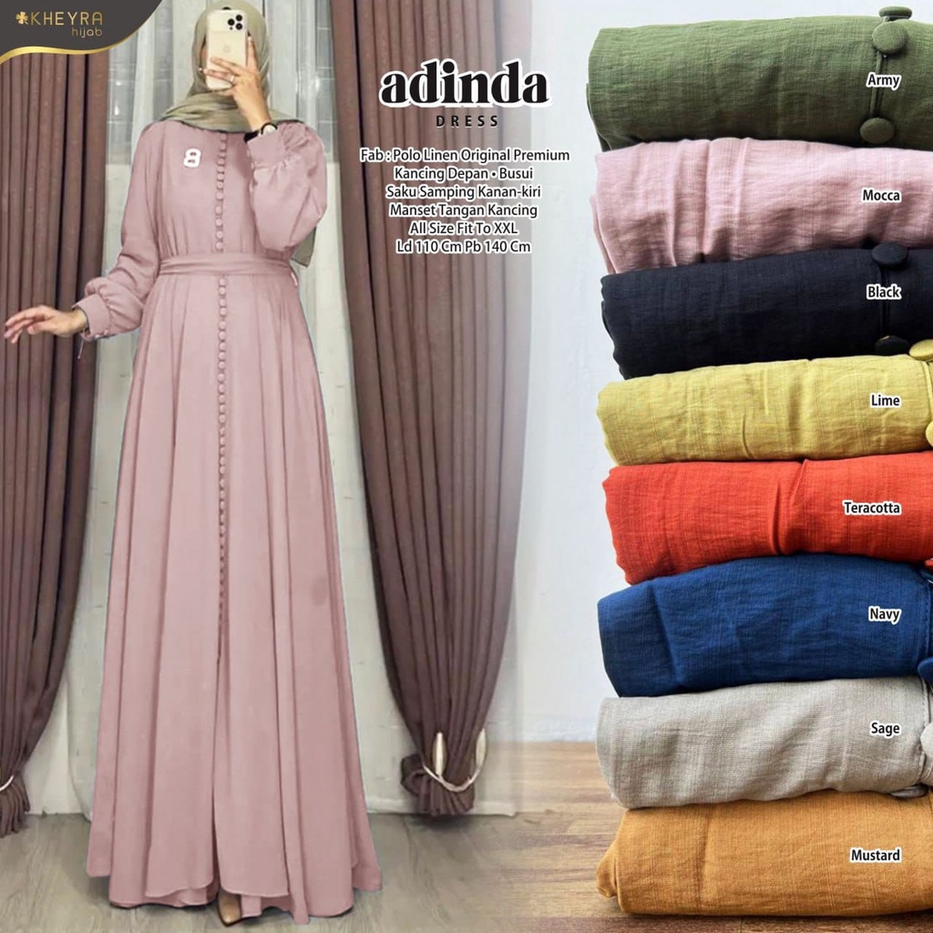 adinda dress by kheyra //DRESS//DRESS WANITA//DRESS MUSLIM WANITA//GAMIS MUSLIM//GAMIS DAILY//GAMIS 