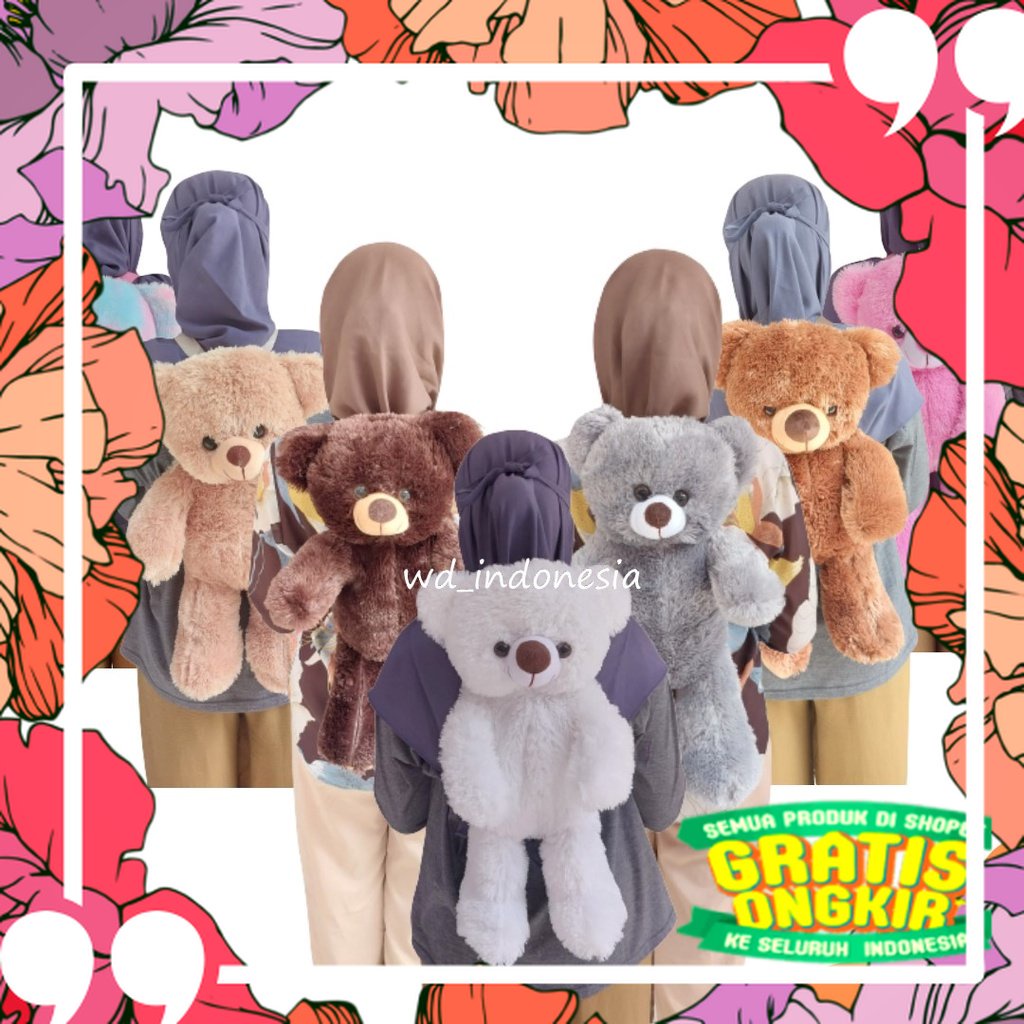 WD Indonesia Tas Ransel Boneka Beruang Anak Perempuan Sekolah PAUD TK Balita Terbaru 2021 tas Gendon