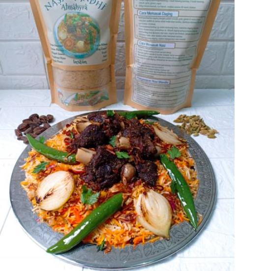 

➤ Paket Nasi Mandhi instan "Almahyra" , memakai beras basmati berkualitas & bumbu rempah yang melimpah ➴