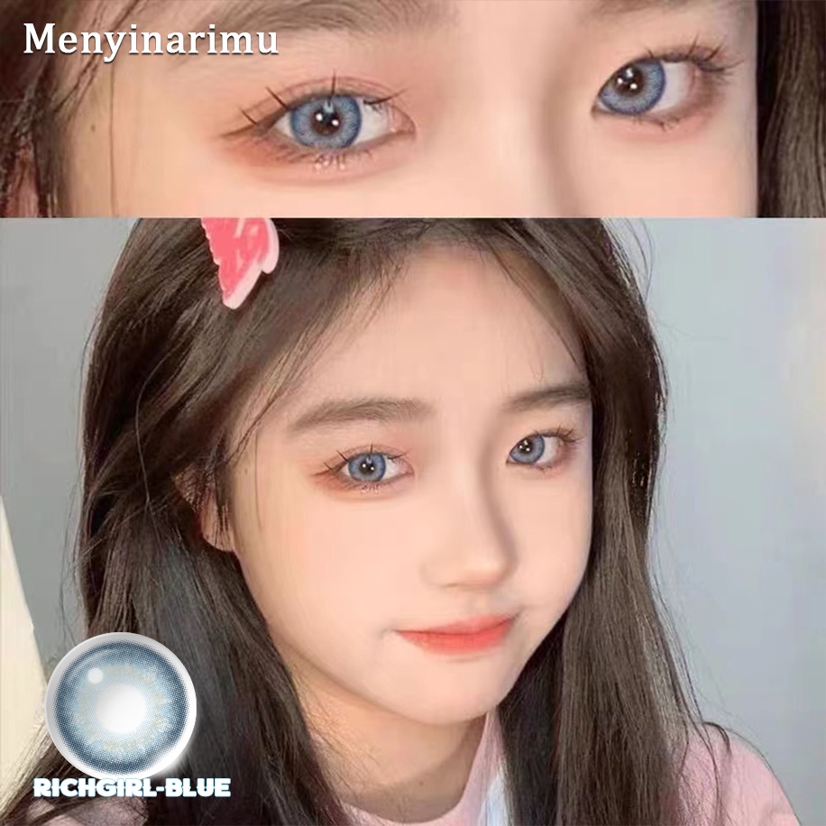 [★COD★]Softlens2PCS RICHGIRL GRAY-BROWN/ Kawaii Lensa Kontak/DIA 14mm NORMAL &amp; MINUS (0.00) / softlen/ softlense / emoticon /Mata Kore/Terbaik Tahun Ini / BIO TRUE LENS SOLUTION 75ML - CAIRAN UNTUK CUCI DAN RENDAM SOFTLES