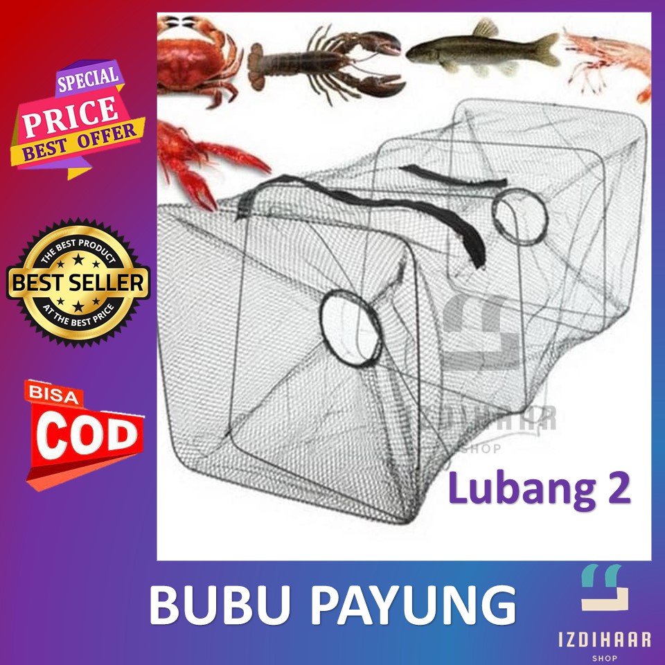 Bubu Payung Jaring Ikan 2 Lubang Jebakan Perangkap Udang ikan Kepiting Model Payung
