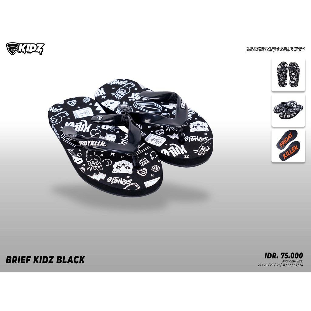 SANDAL ANAK ANAK FRIDAY KILLER | BRIEF KIDZ BLACK