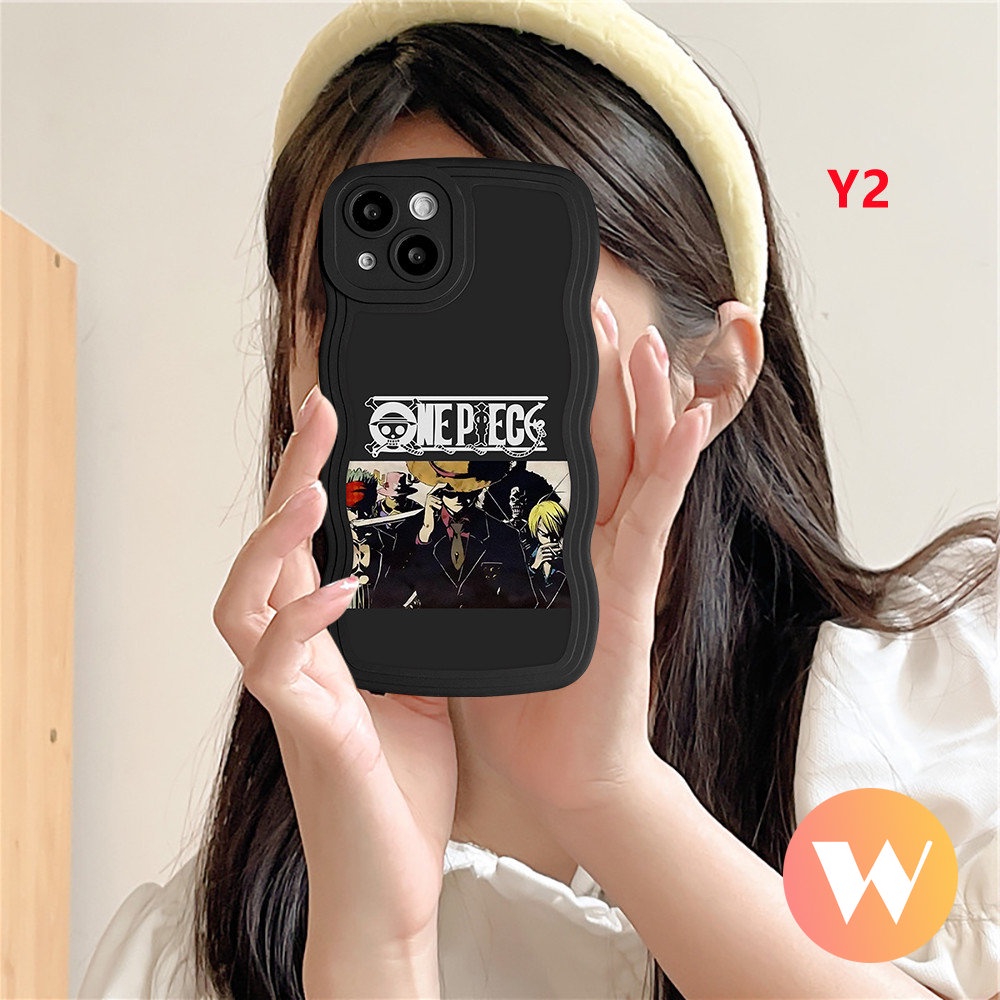 Anime One Piece Case Vivo Y02 Y22 Y02s Y11 Y12s Y21 Y15s Y35 Y33s Y15 Y17 Y16 V25E Y22s Y15A Y12i Y50 Y21s Y12 Y20 V20 Y30 Y91C Y91 V25 V21 Y93 Wavy Edge Kartun Luffy Soft Cover