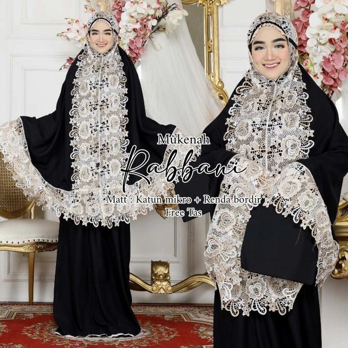 Mukena Dewasa Katun Jumbo Adem Original Mukenah Renda Mewah Rabbani