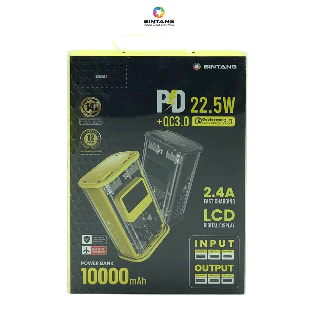 POWERBANK BINTANG PC1012S/1011S PD 18W+QC 22.5W 10000 MAH
