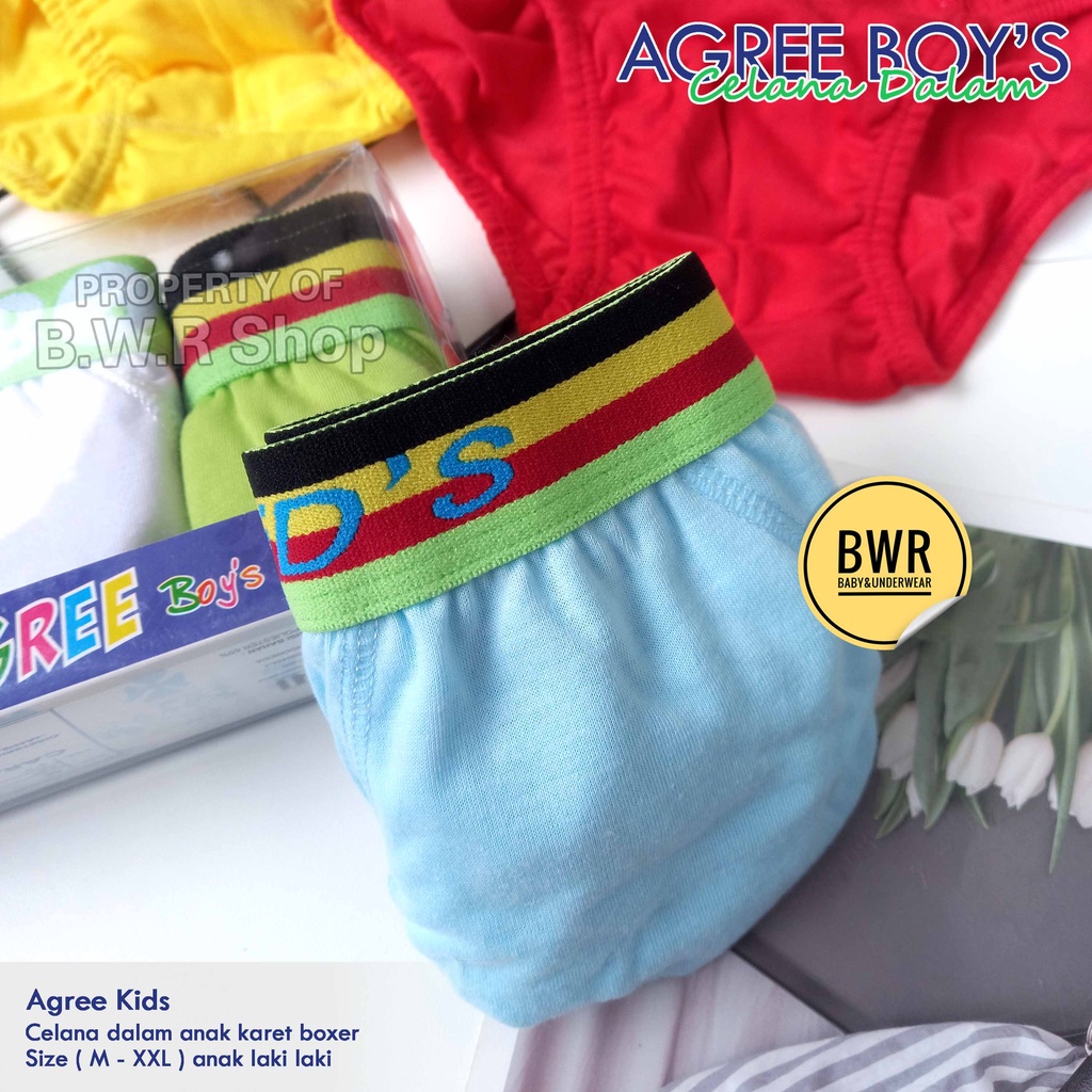 [ 3pc ] CD Agree Boys AG200 Mika | Celana Dalam Anak Laki Laki Karet Boxer - Bwr