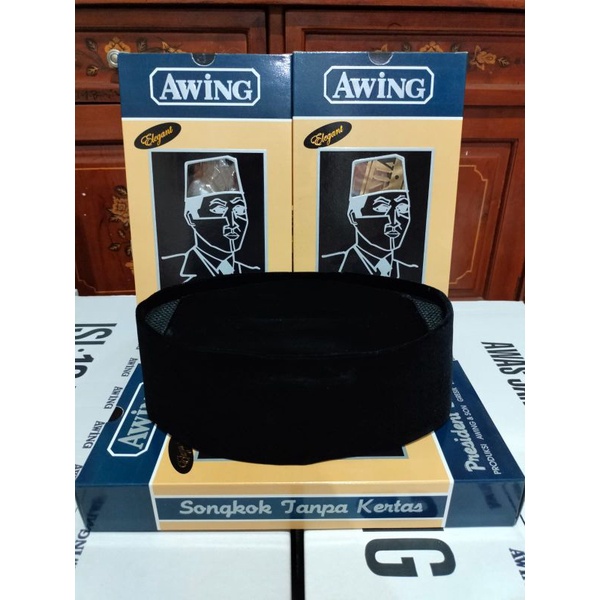 Peci Hitam Polos Awing Elegan AC Tinggi 9cm - Kopiah Songkok Resmi Asli dari Gresik