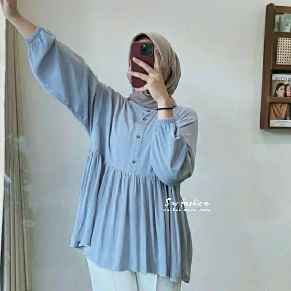 TERLARIS Rania Blouse - Blouse crinkle - Blouse wanita masa kini - blouse wanita - Blouse crinkle