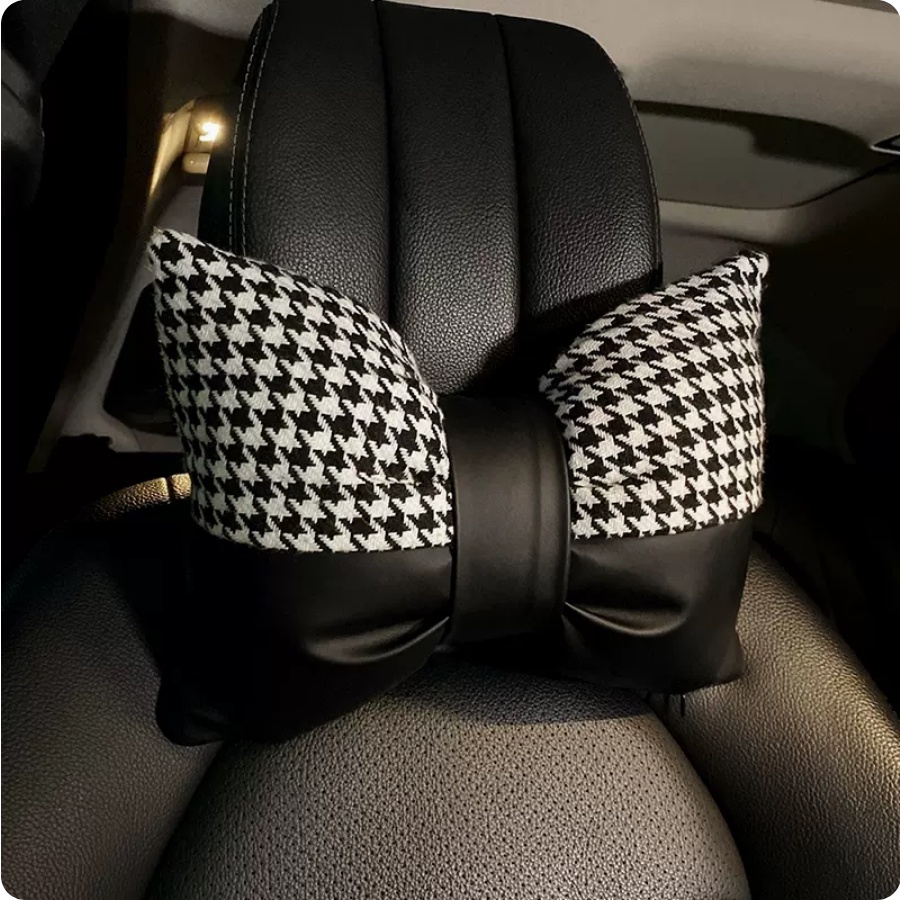 Houndstooth Chvnel Series BANTAL HEADREST Ribbon