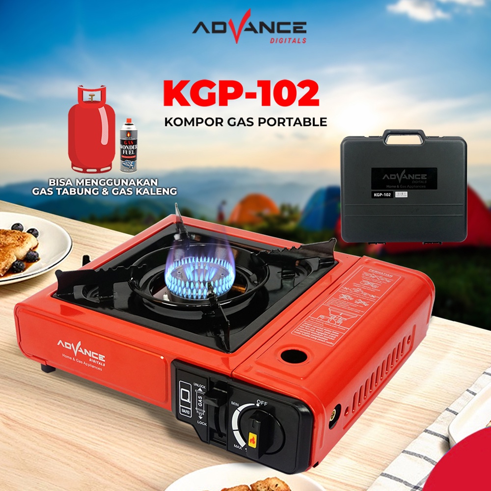 Kompor Portable Advance Kompor 2 Fungsi Gas Tabung &amp; Kaleng  Kisaran Gas Tunggal / Ganda