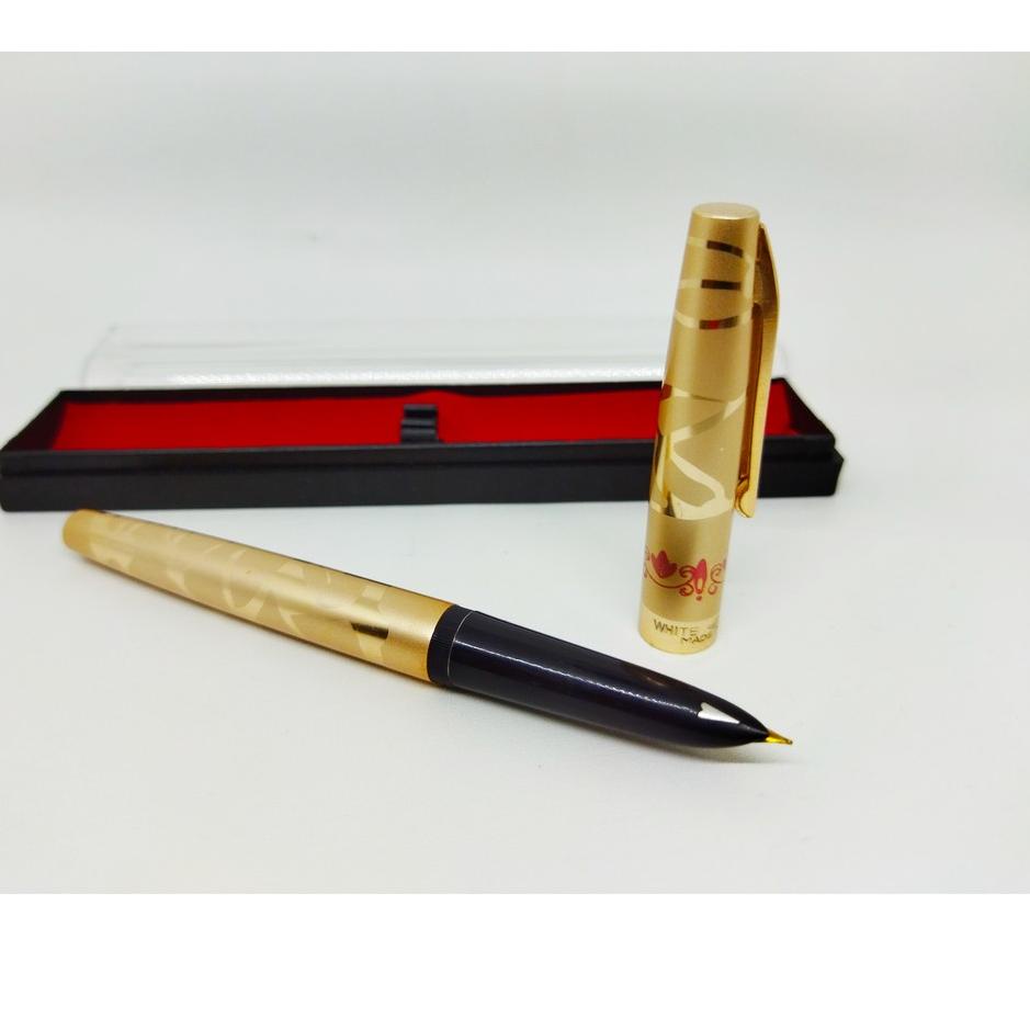 

Big Order Fountain Pen Gold White Feather Pena pulpen Tinta Gold Feather Pena isi ulang