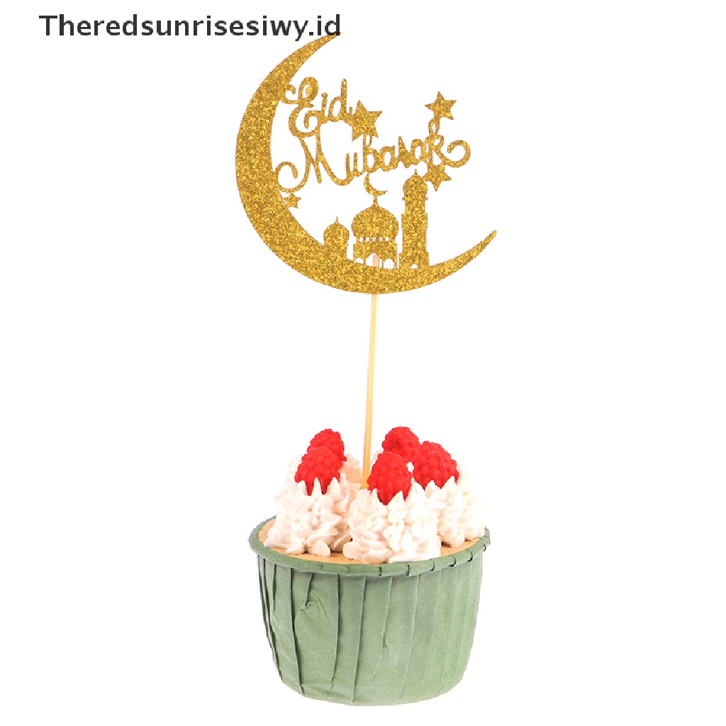 # Baju Lebaran # Hiasan Kue Akrilik Eid Mubarak Castle Moon CupCake Topper Dekorasi DIY~