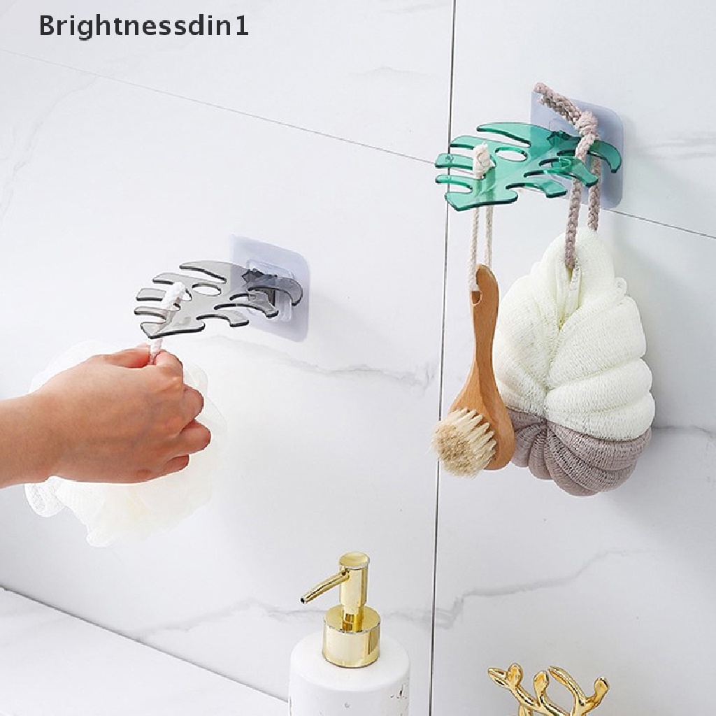 [Brightnessdin1] New Leaf Hook Dinding Serbaguna Organizer Rak Kamar Mandi Silet Tempat Sikat Gigi Tali Rambut Penyimpanan Kait Alat Gadget Dapur Hook Butik