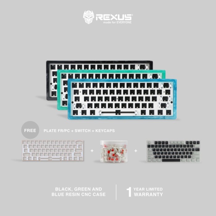 Rexus Keyboard Gaming Mechanical Daxa M61 Barebone Resin