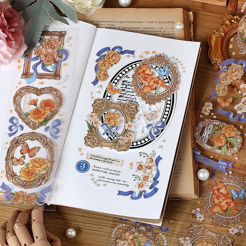 6lembar/set Shakespeare Seri Taman Vintage Bunga Stiker Diy Tangan Akun Bahan Hias