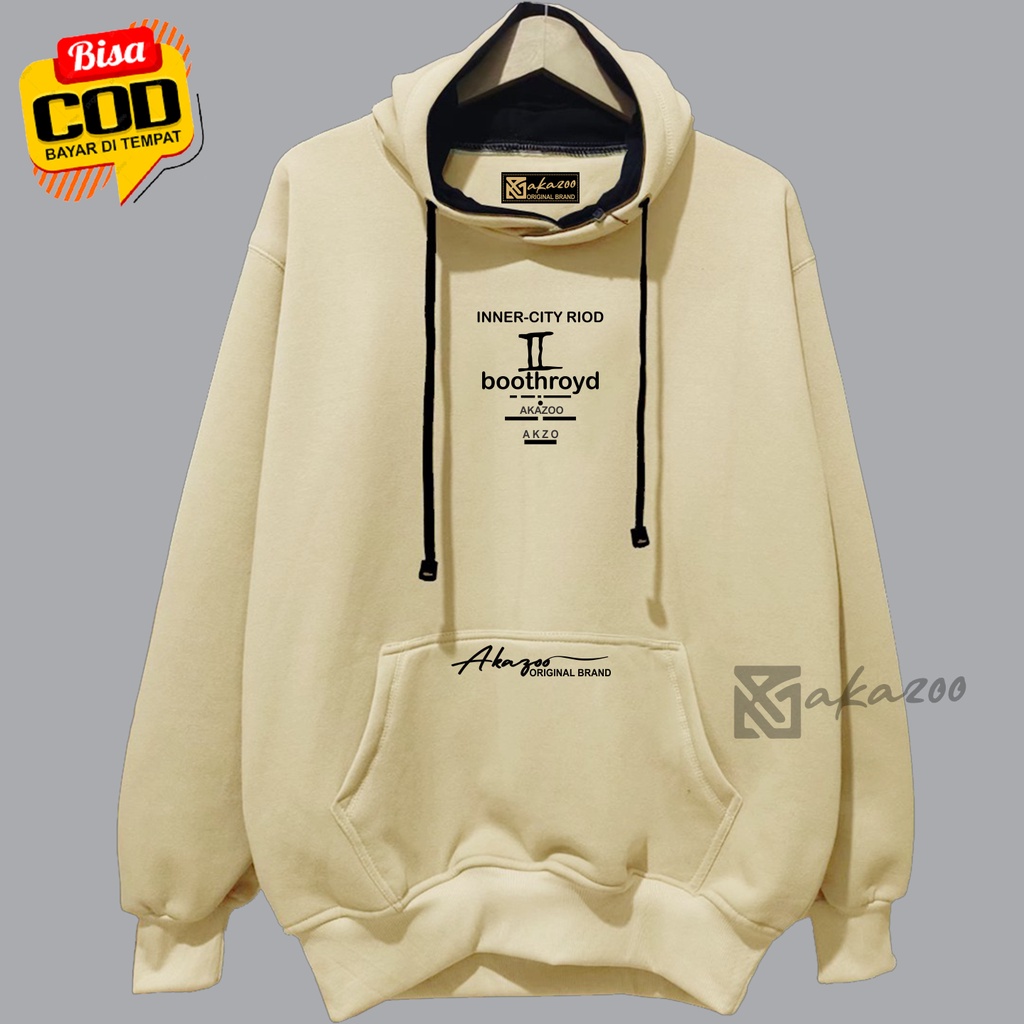 ziper hoodie pria original Sablon Bohtroyd Warna Cream sweater pria distro jumbo hoodie oversize korean style pria hoodie akazoo