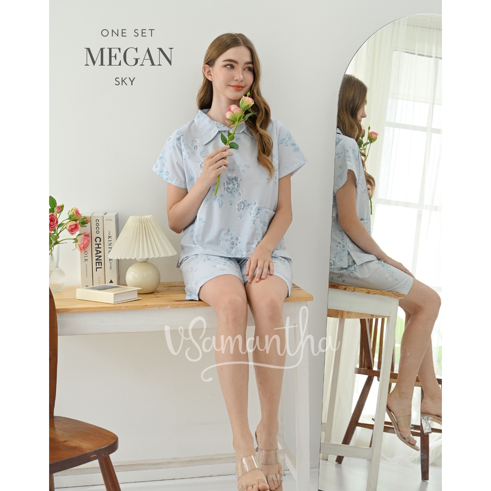 vSamantha - One Set Piyama / Pajamas Crop Megan Sky