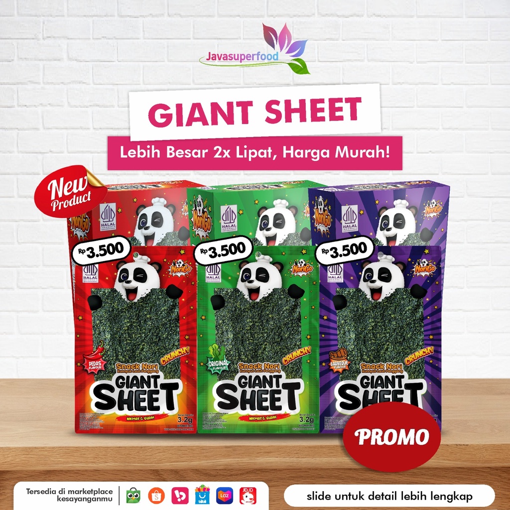 Norigo / Snack Nori Giant Sheet 1 Pcs  / Snack Rumput Laut 3.2g