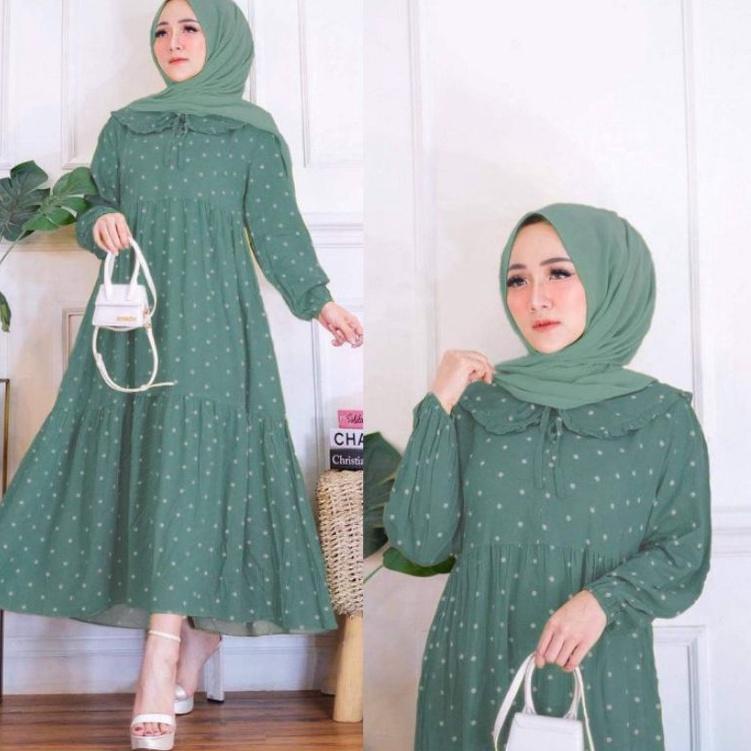 ハ MIDI DRESS POLKA / DRESS MIDI RAYON POLKADOT / KANIA MIDI DRESS √