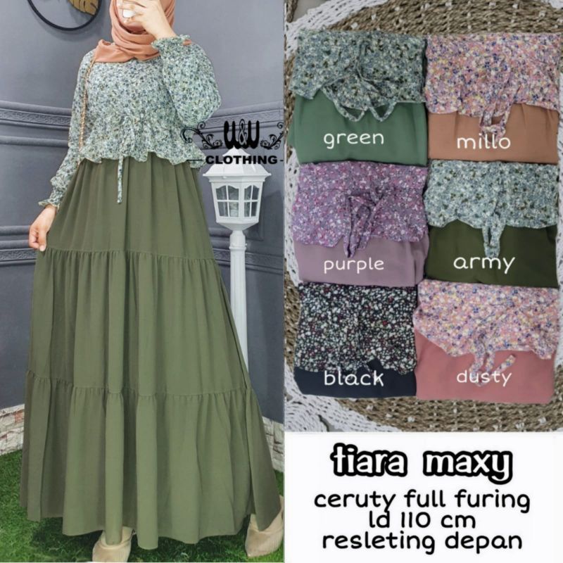 TIARA MAXY / GAMIS CERUTY / GAMIS CERUTY MOTIF KOMBINASI POLOS