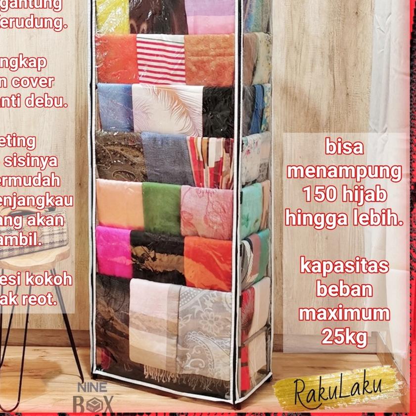 ★ Nine box lemari hijab rangka besi pakai cover plastik/rak hijab cover plastik ☝