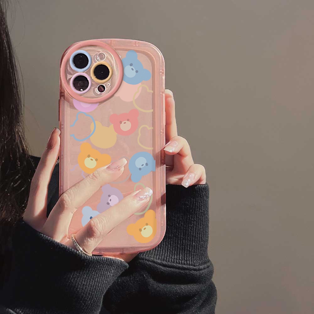 Realme 10 4G Realme C33 C35 C30 C31 C11 C21Y C25Y 5 5i 5S 6i C15 C12 C2 C3 C1 C25 Narzo 50A Prime A1K Shockproof Case Colorful Cute Bear Soft Rubber Bening Phone Cover DGX