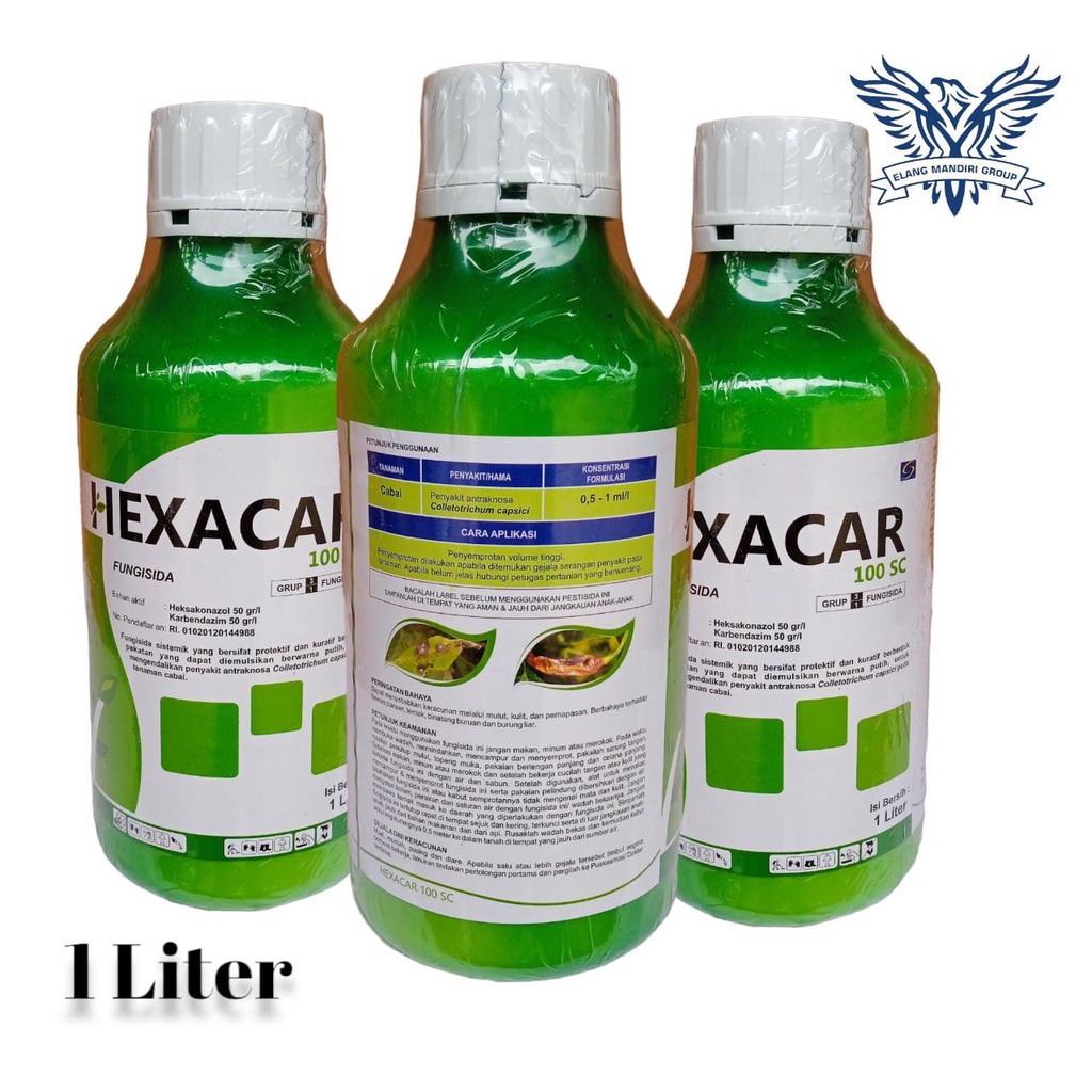 Fungisida Sistemik HEXACAR 100 SC 1 Liter Pembasmi Jamur Pada Tanaman Cabai Heksakonazol 50 g/l Karbendazim 50 g/l Anvil Heksa