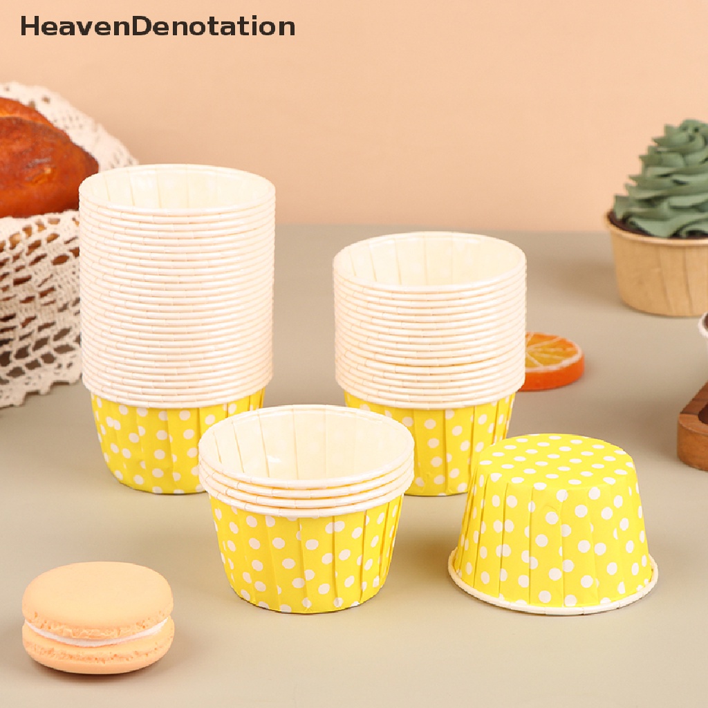 [HeavenDenotation] 50pcs Curling Paper Cup Flanging Gelas Kertas Kue Oilproof Cupcake Baking Cup HDV