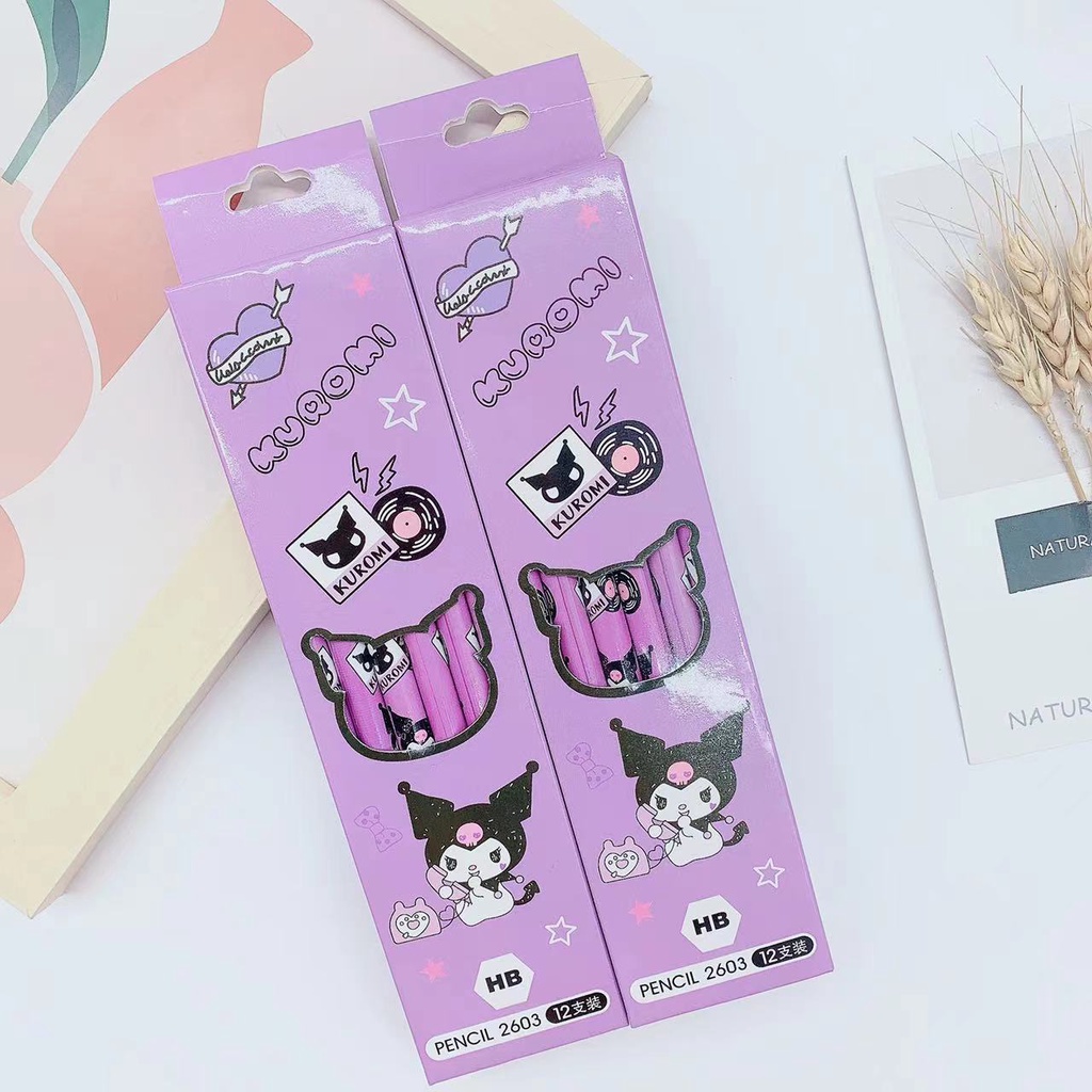 12pcs Sanrio Kuromi Pensil Kawaii Hellokitty Pochacco Alat Tulis Siswa Perlengkapan Sekolah Cinnamoroll Hadiah Siswa Sanrio Pulpen