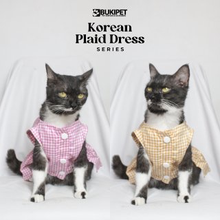 baju kucing anjing kelinci monyet lucu cowok cewek aksesoris hewan kecil - KOREAN PLAID DRESS SERIES