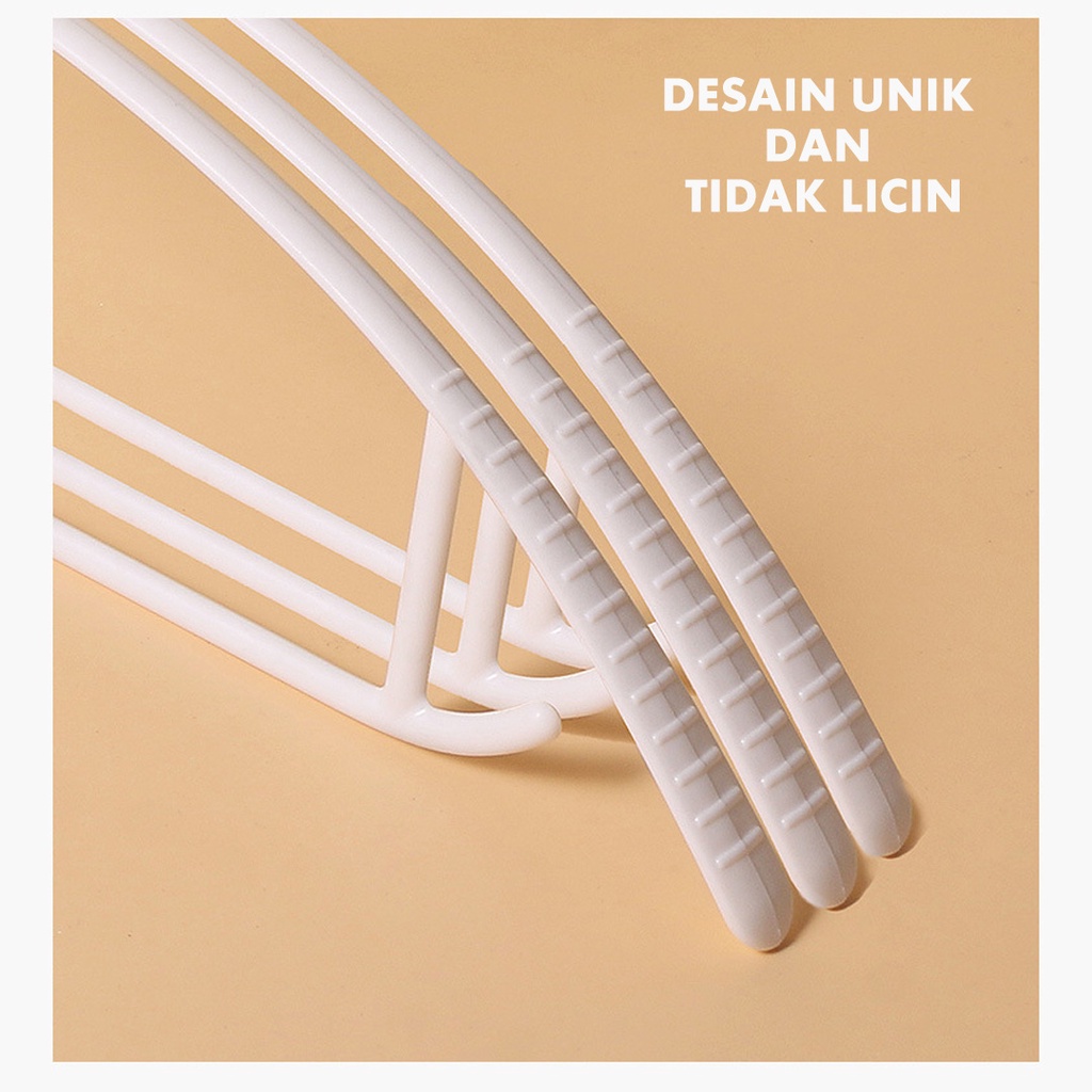 Gantungan Baju Hanger Plastik | Plastic Hanger Pakaian Laundry Anti Slip Warna | Cloth Hanger 1 SET 10 PCS HANGER