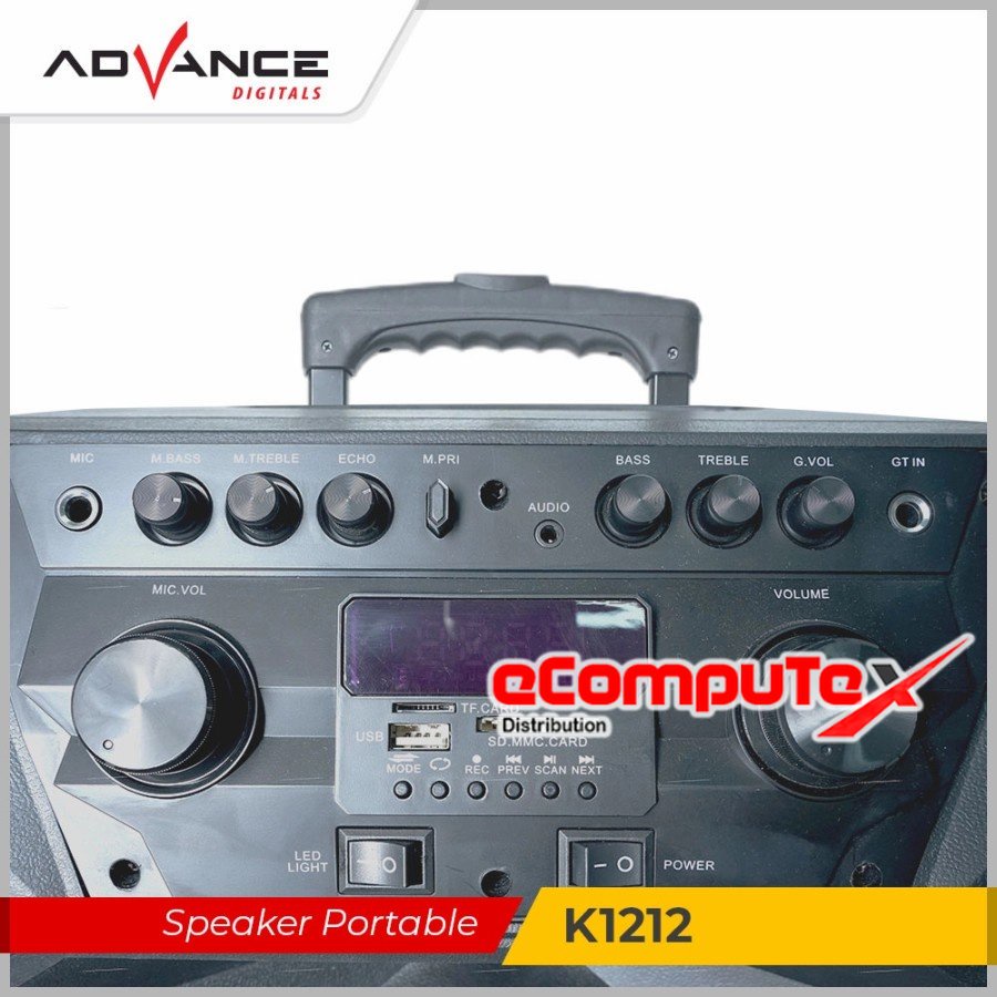 SPEAKER KARAOKE ADVANCE 12&quot; K-1212 SPEAKER BLUETOOTH 12 KARAOKE INCH K1212 GARANSI RESMI