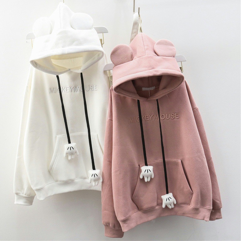 HOODIE OVERSIZE MICKEY MOUSE KOREAN STYLE Sweater Jumper CAT HEAD Lucu Topi Telinga TIKUS XXL Model 