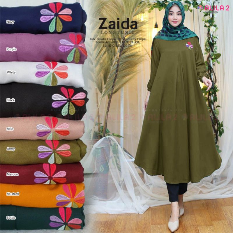 ZAIDA LONG TUNIC ORI ALILA | Tosalie Crepe HQ Sejenis Ity Crepe