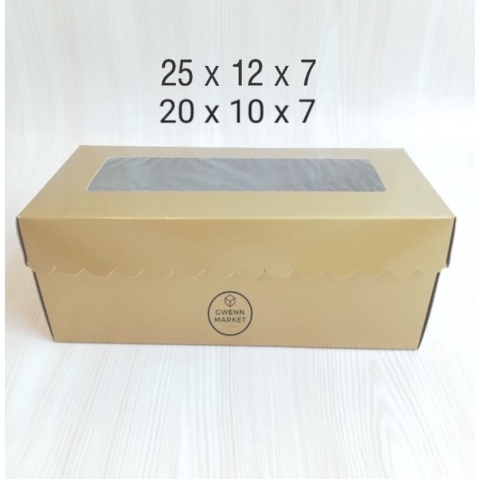 [Tempat Roti] Dus Kue Kotak Kue Kotak Cake Box Kue Gold Emas Mika 20 X 10 [Pbaked]
