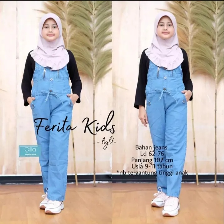 Zip Zip Overall Jeans Anak - Erika Jumsuit Anak - Ferita Kids Jeans - Baju Kodok Anak